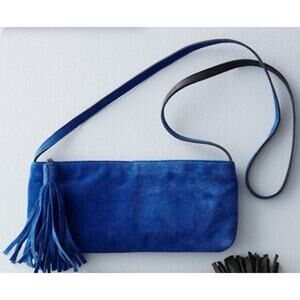 Eileen Fisher blue suede tassel shoulder bag‎